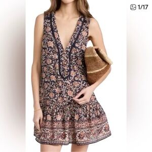 VERONICA BEARD
Leanna Sleeveless Ruffle Minidress In Moonlit Ocean Multi Small.